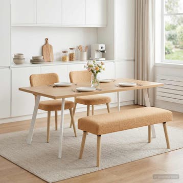 vidaXL Bank Effen Beige 110 x 40 x 46 cm Bouclé, Verzenden