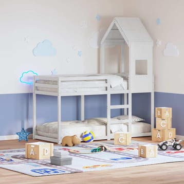 vidaXL Kinderbedhuisje 55x99x139,5 cm massief grenenhout wit, Verzenden, Nieuw