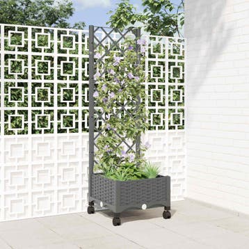 vidaXL Tuinsteker met schutting en wielen Lichtgrijs PP, Tuin en Terras, Verzenden, Nieuw