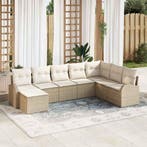 vidaXL Tuinbank Set met kussen 8 pcs Beige Poly Riet, Verzenden