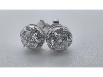 Veiling - Wit gouden oorbellen met diamant 2 x 0,50 crt ( IG, Handtassen en Accessoires, Nieuw