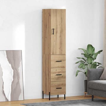 vidaXL Highboard Artisan Eiken 34,5 x 34 x 180 cm Bewerkt, Verzenden, Nieuw
