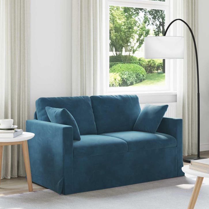 vidaXL bank / zetel Blauw 138 x 78 x 80 cm Fluweel, Maison & Meubles, Canapés | Salons, Envoi