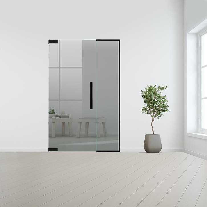 Glazen binnendeur met zijlicht zonder kozijn zwart beslag-Li, Doe-het-zelf en Bouw, Glas en Ramen, Nieuw, Verzenden