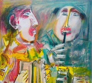 Blasco Mentor (1919-2003) - Deux musiciens - Lithographie, Antiquités & Art