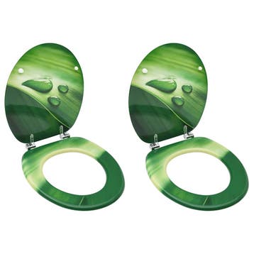 vidaXL Toiletbrillen met deksel 2 st waterdruppel MDF groen, Verzenden