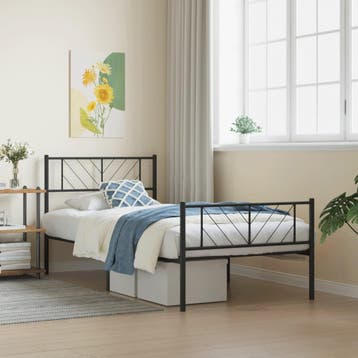 vidaXL Bedframe met hoofd- en voeteneinde metaal zwart, Verzenden, Nieuw