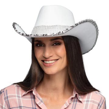Wit Cowboyhoed Glitters, Verzenden, Nieuw