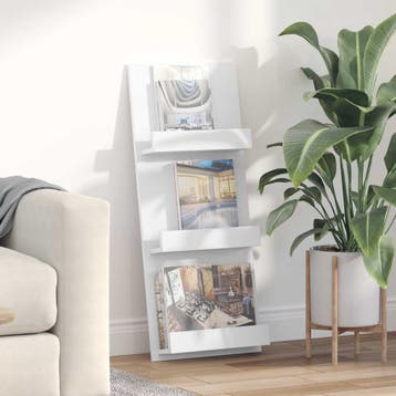 vidaXL Tijdschriftenrek met plank Wit 43 x 11 x 102 cm, Verzenden