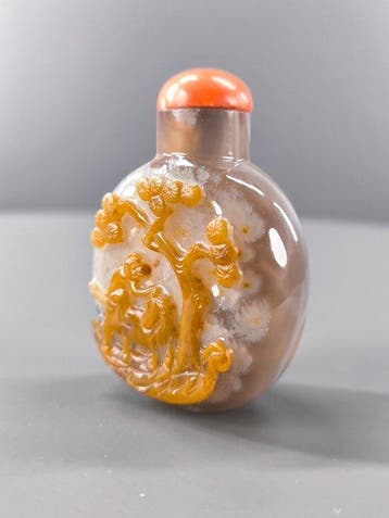 chine Bandagaat / chalcedoon in camee gesneden Qing-tabatier, Verzamelen