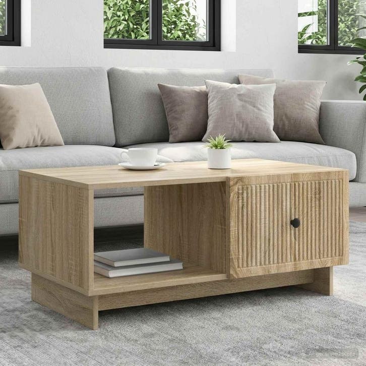 vidaXL Salontafel Sonoma Eiken 90 x 50 x 40 cm Bewerkt hout, Huis en Inrichting, Tafels | Salontafels, Nieuw, Verzenden