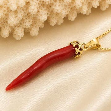 Koraal - Zilver - Ketting met hanger - met de hand