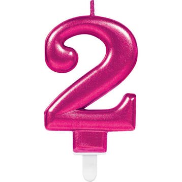 Kaars 2 Jaar Roze 8cm, Hobby en Vrije tijd, Feestartikelen, Verzenden, Nieuw