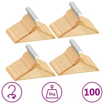 vidaXL 100-delige Kledinghangerset anti-slip hardhout, Verzenden