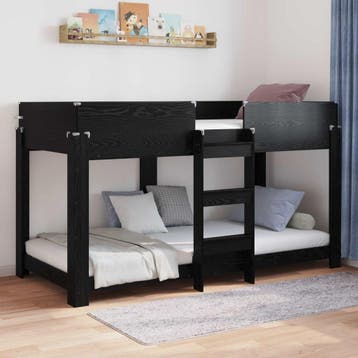 vidaXL Stapeld bed voor kids Zwart Eiken 80 x 200 cm Bewerkt, Verzenden, Nieuw