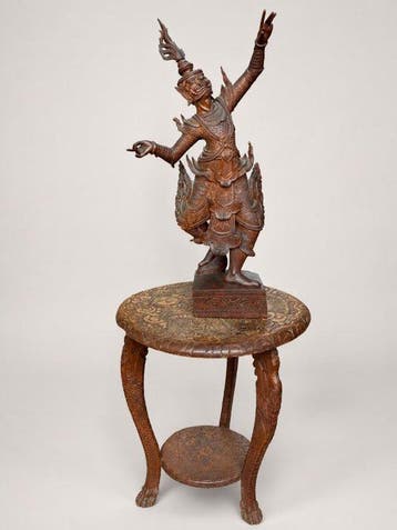 Aziatische handgesneden houten houtsnijfiguur - Hout -