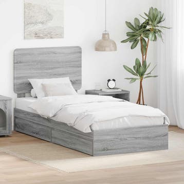 vidaXL Opbergbed met lade Grijs Sonoma 90 x 200 cm Bewerkt, Verzenden