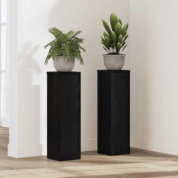 vidaXL Plantenstand 2 st Zwart eiken 17 x 17 x 60 cm Bewerkt, Verzenden