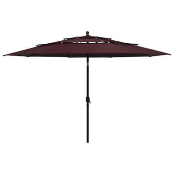 vidaXL Parasol 3-laags met aluminium paal 3,5 m bordeauxrood, Verzenden