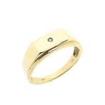 Gouden zegelring met diamant; 0,01 ct., Ophalen of Verzenden
