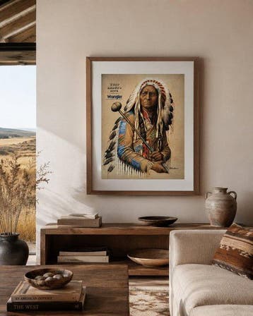 S. Nardini - Wrangler “Toro Seduto – Sioux” 60x48 cm - Jaren