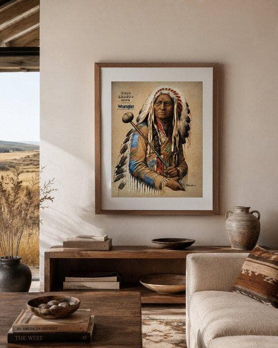 S. Nardini - Wrangler “Toro Seduto – Sioux” 60x48 cm - Jaren, Antiek en Kunst, Kunst | Tekeningen en Fotografie