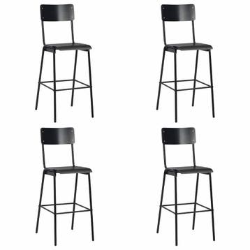 vidaXL Barstoelen 4 st massief multiplex staal zwart, Verzenden, Nieuw