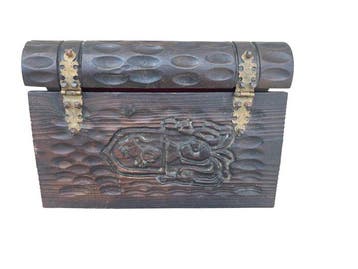 Opbergkoffer - Hout - Vintage handgesneden