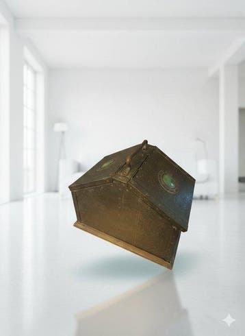 Cercueil - Cuivre, Bois, Verre - Coffre Arts & Crafts
