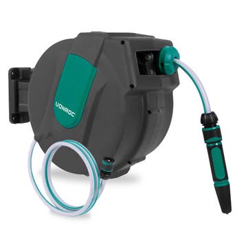 Automatische slanghaspel – Incl. 15m tuinslang, spuitstuk en, Verzenden, Nieuw