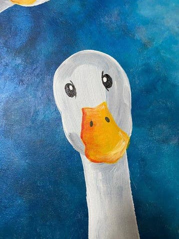 Tetiana Zaitseva - Acrylic Painting Winter Geese no 412, Antiek en Kunst