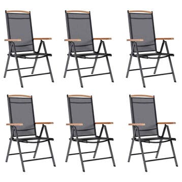 vidaXL Klapstoelen 6 stuks Textilene Zwart, Verzenden, Nieuw