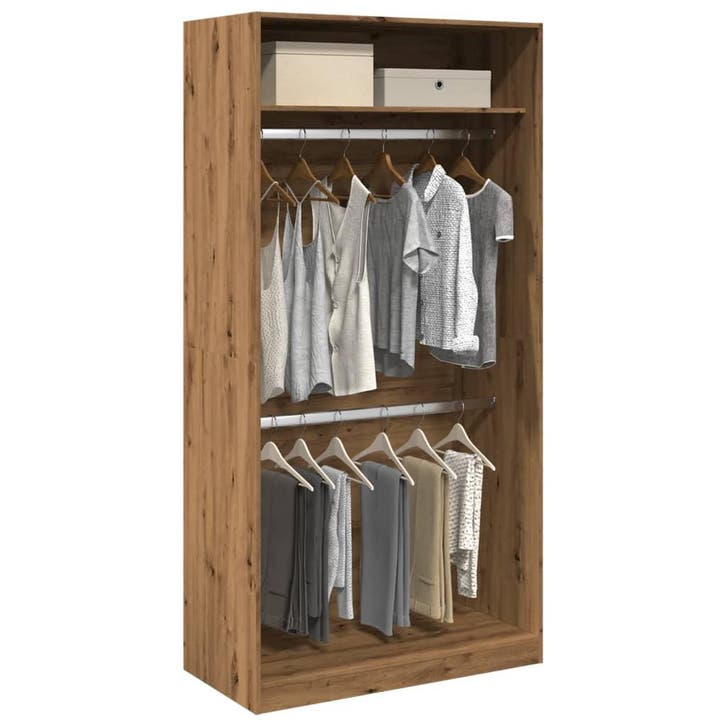 vidaXL Kledingkast 100x50x200 cm bewerkt hout artisanaal, Huis en Inrichting, Kasten | Kleerkasten, Nieuw, Verzenden