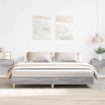 vidaXL Bedframe zonder matras 180x200 cm spaanplaat grijs, Huis en Inrichting, Slaapkamer | Bedden, Verzenden, Nieuw