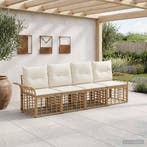 vidaXL Buiten bank set 4 pcs Natuurlijk en Crème Wit, Verzenden