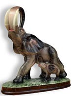 sculptuur, Elefante con cucciolo - 27 cm - Keramiek