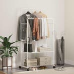 vidaXL Kledingrek met plank met wiel met opslag Wit 80 x 53, Verzenden, Nieuw