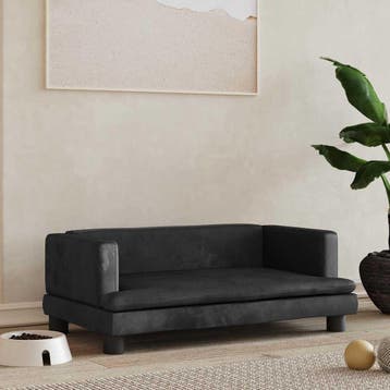 vidaXL Hondenmand 80x45x30 cm fluweel zwart, Verzenden, Nieuw