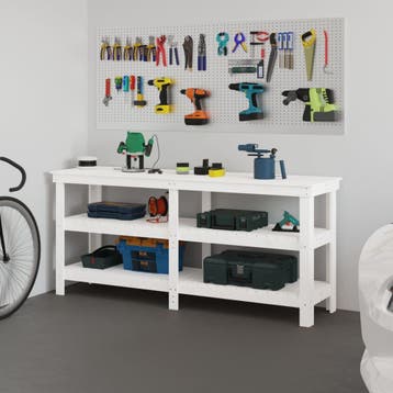 vidaXL Werkbank 181x50x80 cm massief grenenhout wit, Verzenden