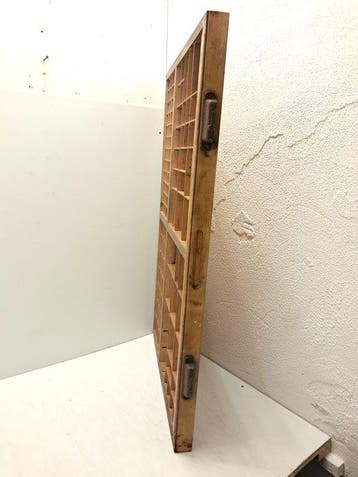 Vitrinekast - Printers tra - Hout - 83x 53 cm
