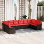 vidaXL Tuinbank Set met kussen 10 pcs Bruin poly rattan, Verzenden, Nieuw