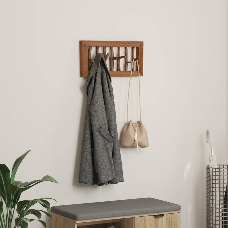 vidaXL Jas Haak Naturel 50 x 10 x 25 cm Massief Mahoniehout, Huis en Inrichting, Kasten | Kleerkasten, Nieuw, Verzenden