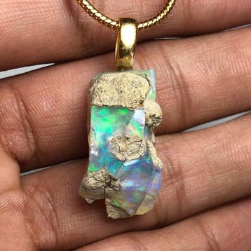 Metaal - Bel hanger - Sprankelend Opal rauw