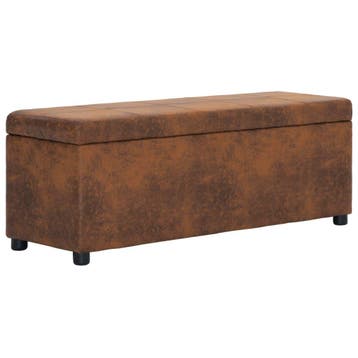 vidaXL Bankje met opbergvak 116 cm kunstsuède bruin, Verzenden, Nieuw