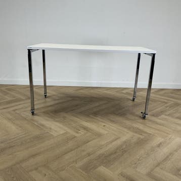 Wiesner-Hager verrijdbare klaptafel 140x70 cm, wit - chroom, Bureau