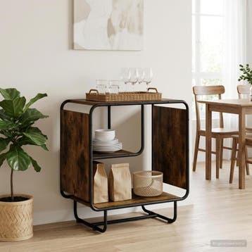vidaXL Dressoir Gerookt eiken 60 x 37.5 x 64.5 cm Bewerkt, Huis en Inrichting, Verzenden, Nieuw