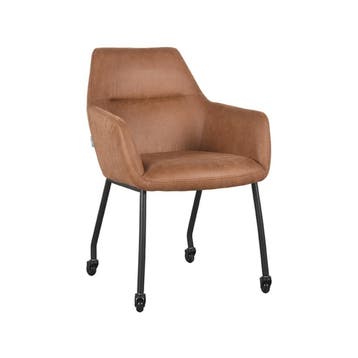 Stoel Lenny | Cognac | Micro Suede | Zwart Metalen Frame |, Verzenden, Nieuw in verpakking