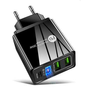DrPhone HALO6 DELUXE 20W 4 USB Poorten Snel Lader – USB-C PD, Verzenden