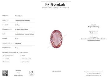1 pcs Violet, Orange Amétrine - 85.77 ct - International, Handtassen en Accessoires, Edelstenen, Nieuw