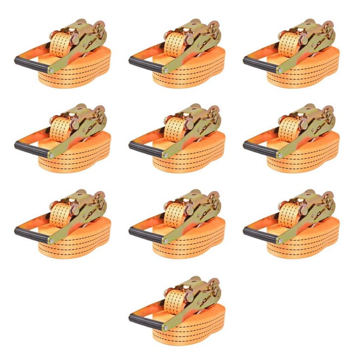 vidaXL Spanbanden 2 ton 8mx50mm oranje 10 st, Doe-het-zelf en Bouw, IJzerwaren en Bevestigingsmiddelen, Nieuw, Verzenden